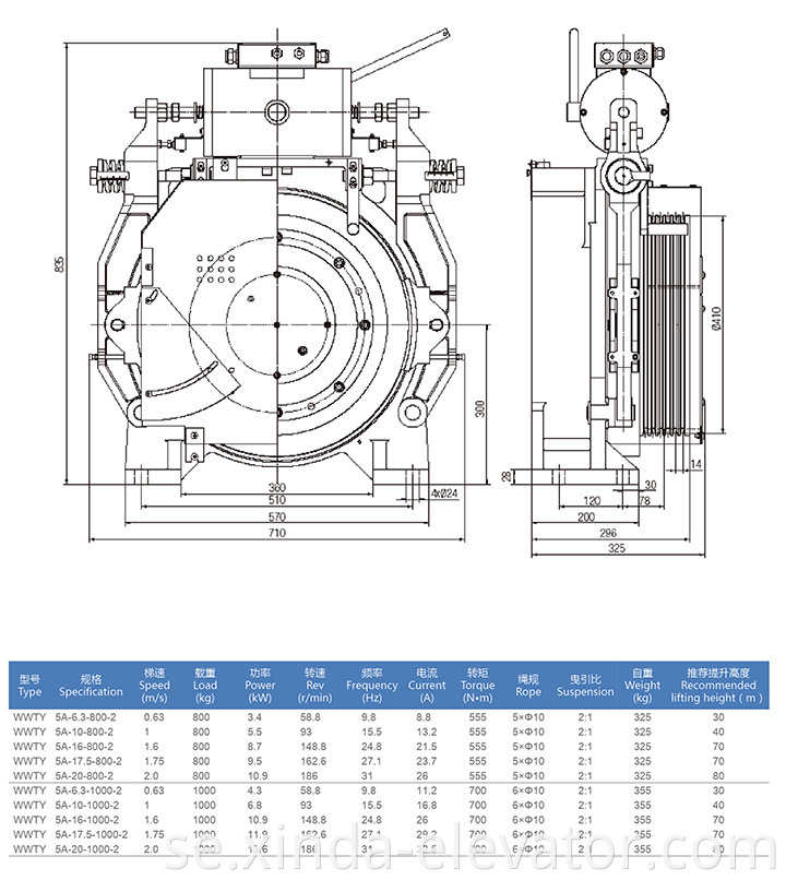 2018 Köp hissreservdelar Lift Gearless Traction Machine